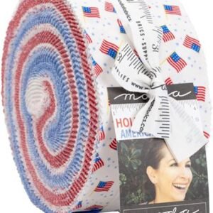 Holiday Americana Jelly Roll – 40 Precut Strips, Assorted Patriotic Prints for Quilting & Crafts