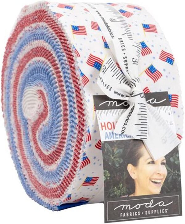Holiday Americana Jelly Roll – 40 Precut Strips, Assorted Patriotic Prints for Quilting & Crafts