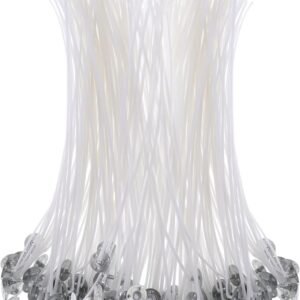 100 Pcs 8" Cotton Candle Wicks – Pre-Waxed, Thick with Base for DIY Candle Making
