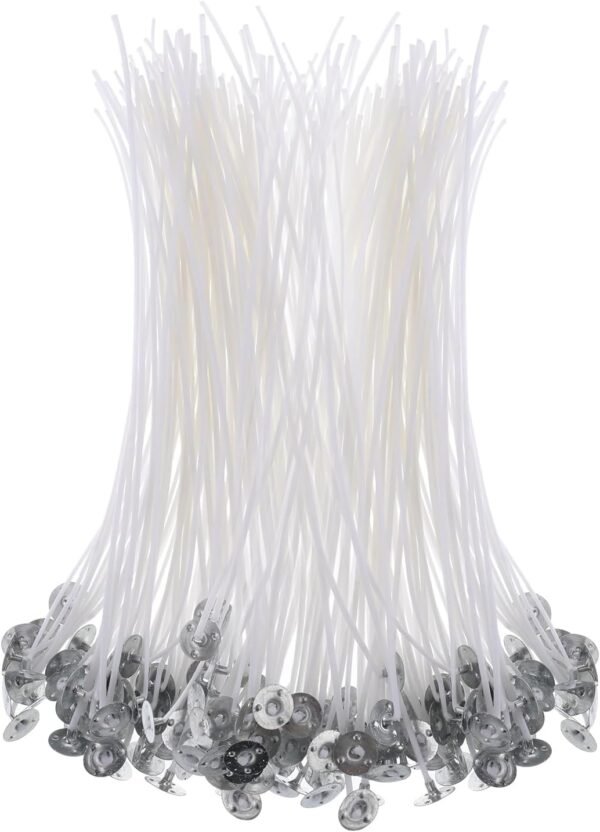 100 Pcs 8" Cotton Candle Wicks – Pre-Waxed, Thick with Base for DIY Candle Making