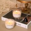 Small Frosted Glass Candle Jars with Bamboo Lids - Image 3