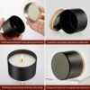 Black Empty Candle Tins with Lids for DIY Supplies - Image 3