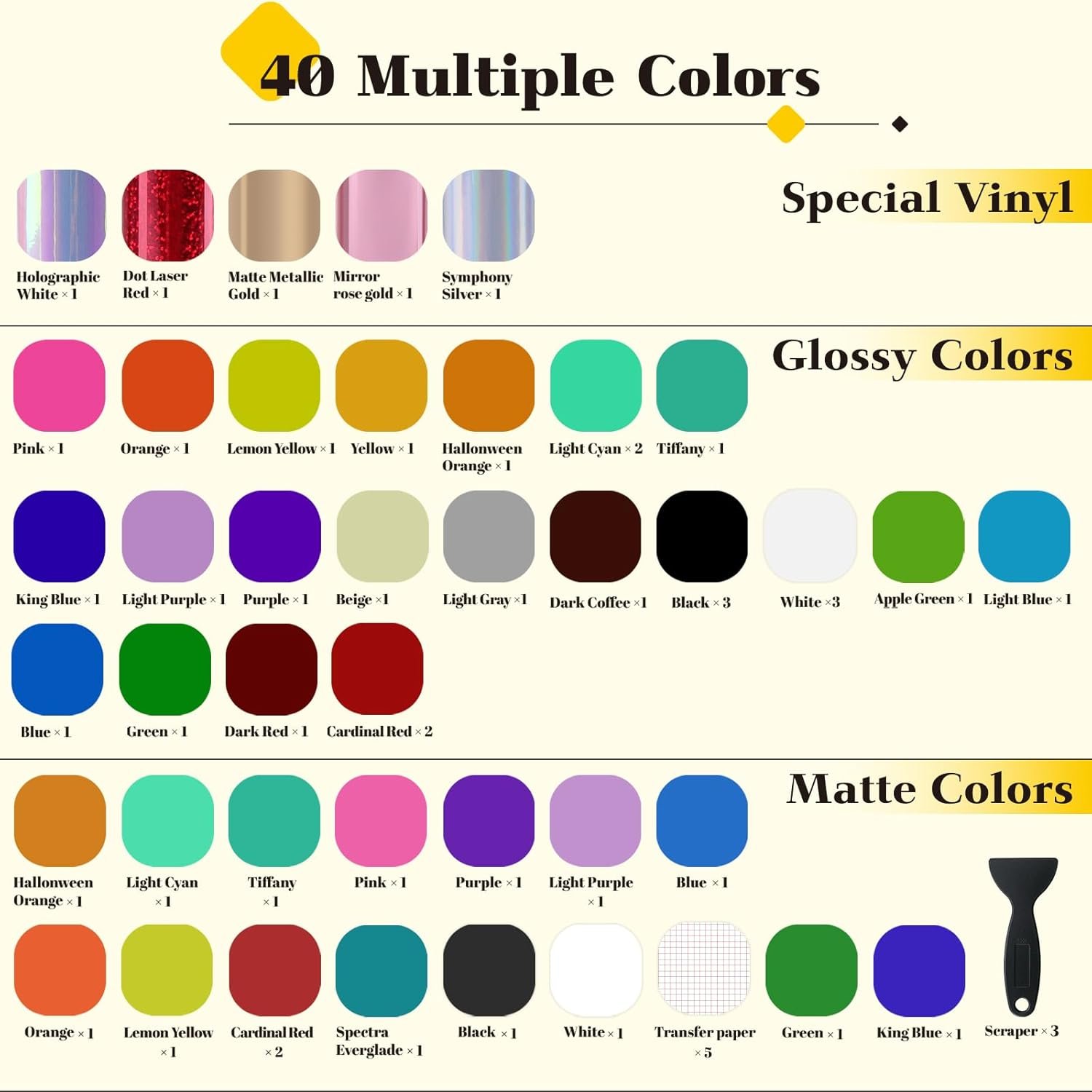 57 Pcs Permanent Vinyl Bundle – 12" x 12" Sheets & Transfer Tape for Party Decorations & Stickers - Image 5
