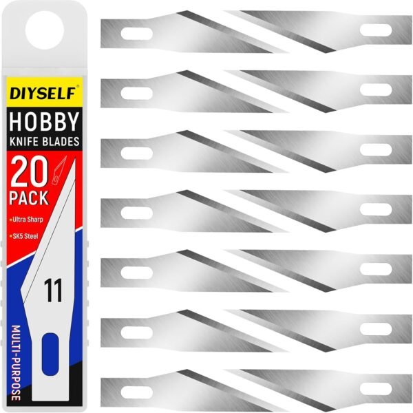 20 Pcs #11 X-Acto Knife Blades – SK5 Carbon Steel for Craft & Scrapbooking with Storage Case