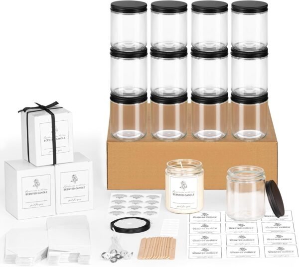 8OZ Glass Jars with Metal Lids and Labels