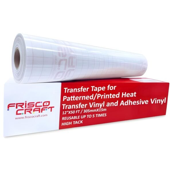 Craft Transfer Tape for Heat Transfer Vinyl – 12" x 50ft, High Tack, Reusable up to 5 Times