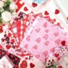 Valentine’s Fabric Bundle – 100 pcs, 10"x10" Squares, Rose, Red & Pink Hearts for DIY Craft - Image 2