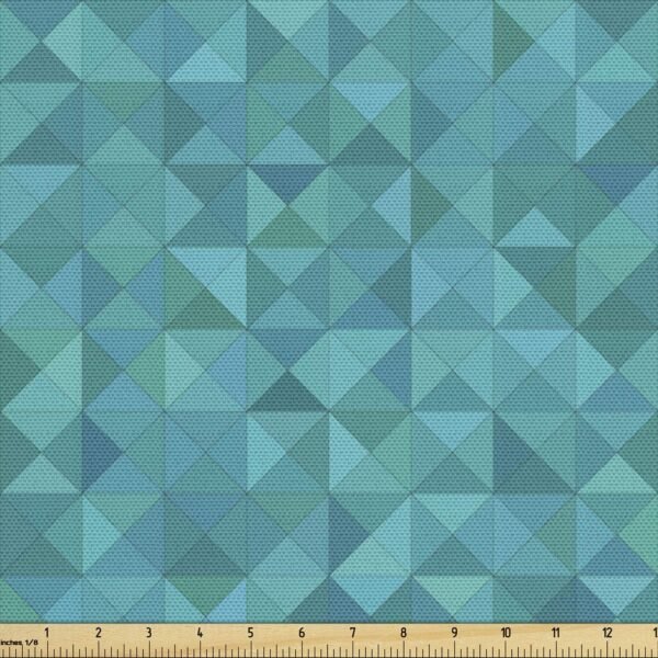 Teal Geometric Fabric with Triangles & Squares, 10 Yards