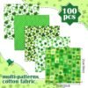 St. Patrick’s Fabric Bundle – 100 pcs, 10"x10" Squares, Shamrock & Clover Prints for DIY Quilting - Image 4