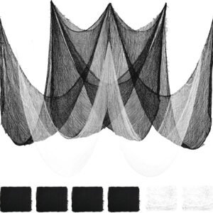 Halloween Creepy Cloth – 6 Pieces, 30"x72", Black & White for Haunted House & Party Decor
