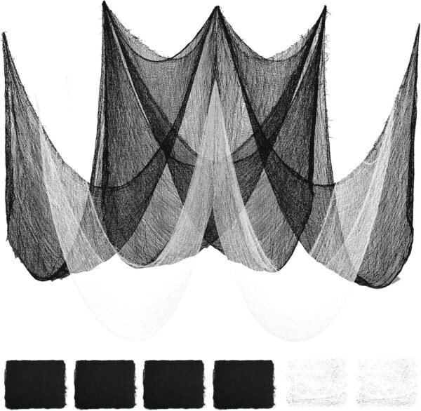 Halloween Creepy Cloth – 6 Pieces, 30"x72", Black & White for Haunted House & Party Decor