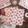 Ghost Floral Fabric Bundle – 12 pcs, 18x22 Inch, Pumpkin & Flower Prints, Pink & Black for Halloween Craft - Image 2