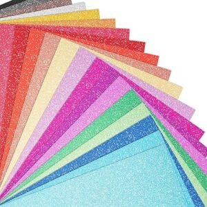 40 Sheets Glitter Cardstock – 20 Colors, A5, No-Shed Sparkly Paper for Cricut & DIY Crafts