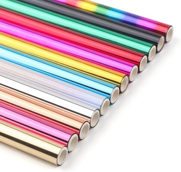 12 Pcs Heat Activated Foil – 5.9" x 4.26ft Sheets, 12 Colors for Scrapbooking & Foiling Pens