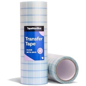 Clear Transfer Tape for Vinyl – 12" x 100' Roll with Alignment Grid for Cricut Crafts & Decals