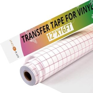 Transfer Tape for Vinyl – 12" x 16ft with Red Alignment Grid, Medium Tack for Signs & Decals