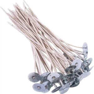 100 Pcs ECO Wicks for Soy Candles – 6" Pre-Waxed, Thick Wick with Base for Candle Making
