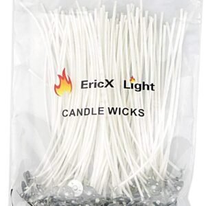 100 Pcs Natural Candle Wicks – 6" Pre-Waxed, Low Smoke, 100% Cotton Core for DIY Candle Making