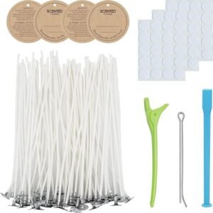 Candle Wick Kit – 60 Cotton Wicks (4", 6", 8") with Candle Making Tools