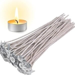 100 Pcs CD 12 Candle Wicks (6") – Cotton & Paper Wicks for Soy Candle Making
