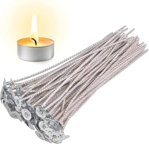 100 Pcs CD 12 Candle Wicks (6") – Cotton & Paper Wicks for Soy Candle Making