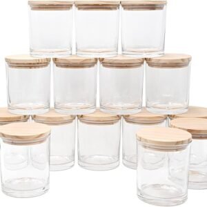 Thick Clear Candle Jars with Wood Lids