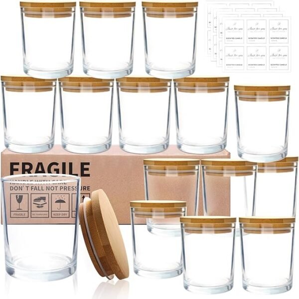 Clear Glass Candle Jars with Bamboo Lids