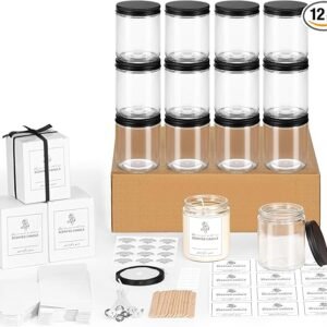 8OZ Glass Jars with Metal Lids and Labels