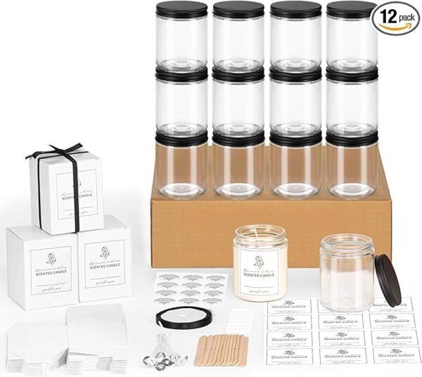 8OZ Glass Jars with Metal Lids and Labels