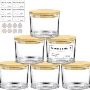 Large 3-Wick Clear Glass Candle Jars with Bamboo Lids