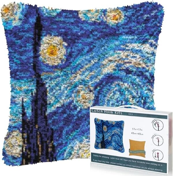 Starry Sky Pre-Printed Canvas Latch Hook Pillow Kit
