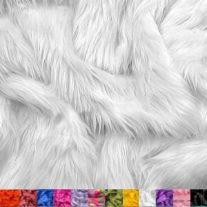Shaggy White Faux Fur Fabric, 60" Wide, Half Yard
