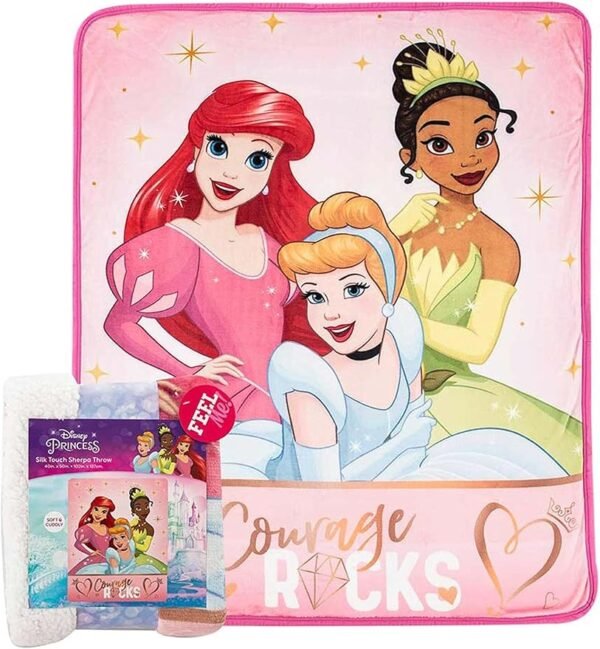 Princess Silk Touch Sherpa Throw Blanket, 40" x 50", Rocking Princesses