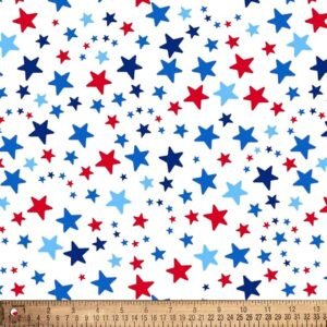 Patriotic Stars Red White and Blue Poly Cotton Fabric