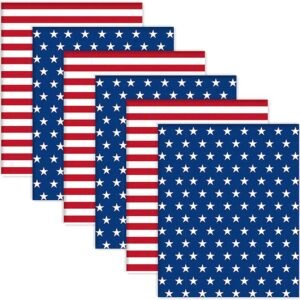 Patriotic Cotton Fabric Bundle – 6 Pieces, 18x22 Inch, Stars & Stripes for 4th of July DIY