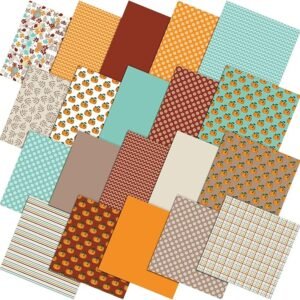 20 Pcs Fall Quilting Fabric – 10"x10" Squares, Pumpkin & Maple Leaf Prints, Multicolor for Autumn DIY
