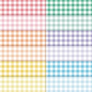 Spring Easter Fabric Bundle – 12 Pieces, 18x22 Inch, Pastel Buffalo Plaid for Quilting & Decor