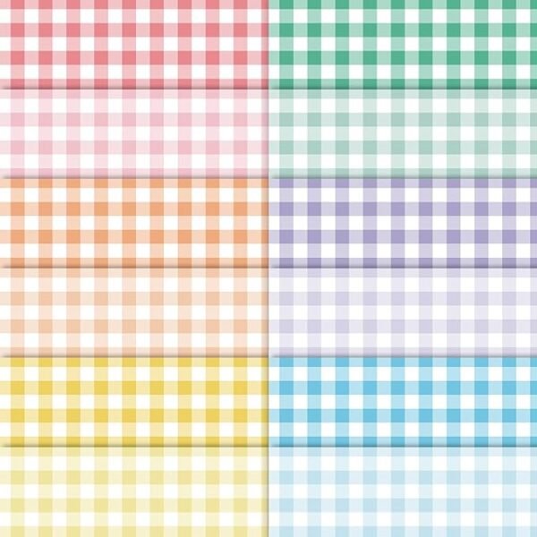 Spring Easter Fabric Bundle – 12 Pieces, 18x22 Inch, Pastel Buffalo Plaid for Quilting & Decor