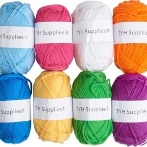 Acrylic Yarn – 8 Skeins, 560 Yds Total, Medium Weight, Rainbow Colors