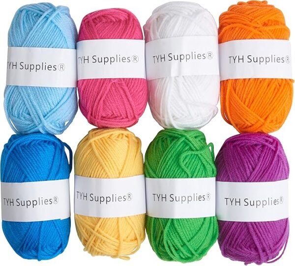 Acrylic Yarn – 8 Skeins, 560 Yds Total, Medium Weight, Rainbow Colors