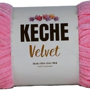 Velvet Chenille Yarn – Bulky, 100g/132yds, Baby Pink, Soft for Baby Blankets & Amigurumi