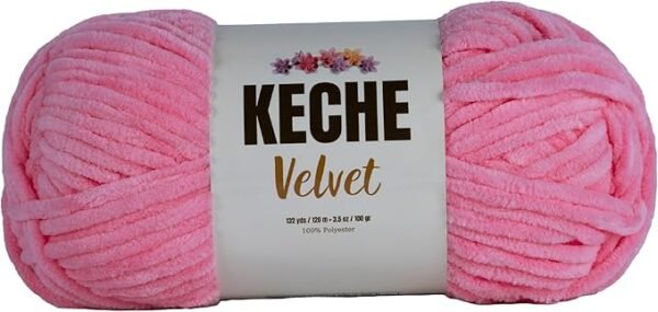 Velvet Chenille Yarn – Bulky, 100g/132yds, Baby Pink, Soft for Baby Blankets & Amigurumi