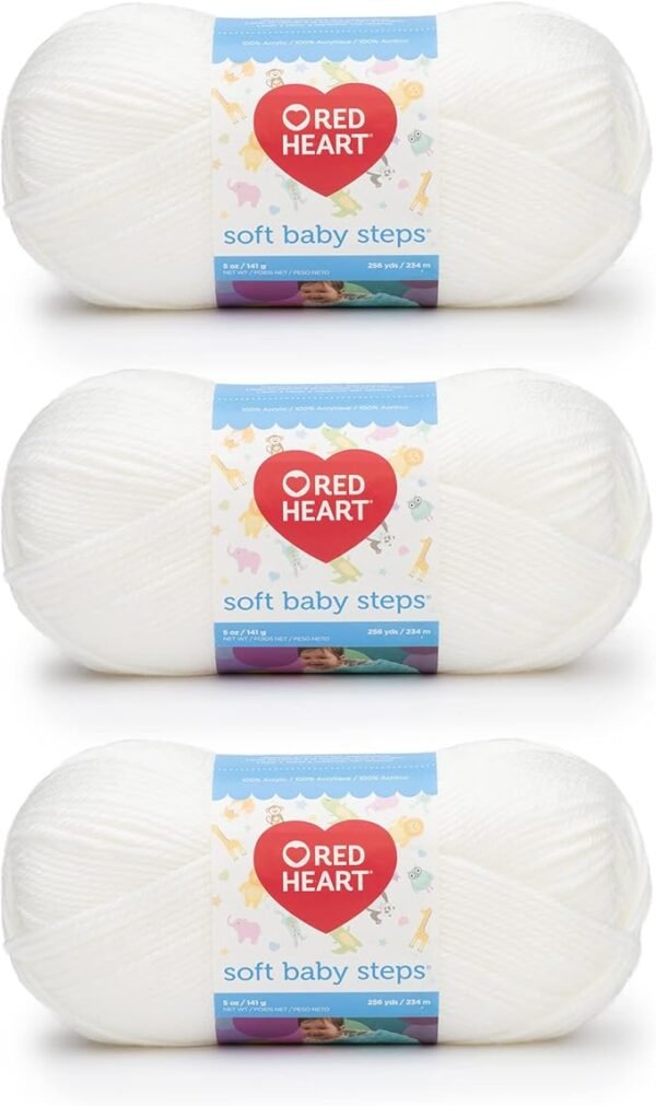 Soft Baby Yarn – Worsted Weight, 3 Pack, 141g Each, 256 Yards, White, Acrylic