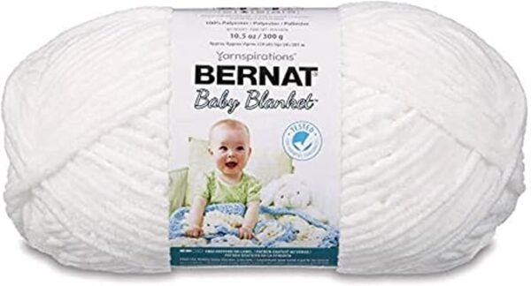 Baby Blanket Yarn – Super Bulky, 10.5oz/300g, 220 Yards, White, for Knitting & Crochet