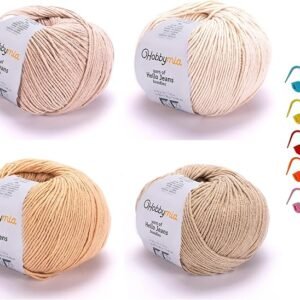 Cotton Yarn Pack – 4 Colors, 50g/175yds Each, Sport Weight with 10 Stitch Markers, Ideal for Amigurumi