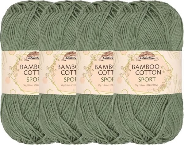 Bamboo Cotton Sport Yarn - 50g/Skein - Burning Sage - 4 Skeins