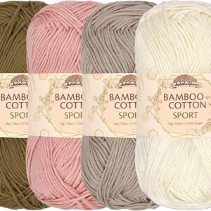 Bamboo Cotton Sport Yarn – 50g Skeins, Neutral Shades, Pack of 4