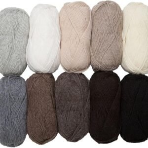 Wool Yarn Pack – 10 Skeins Neutral 100% Wool Worsted Weight