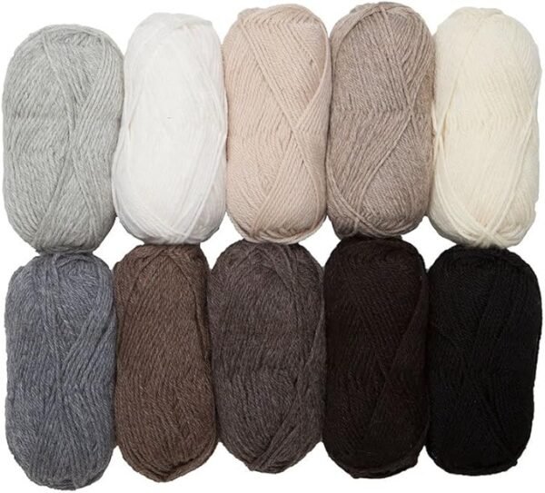 Wool Yarn Pack – 10 Skeins Neutral 100% Wool Worsted Weight