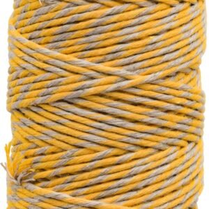 60-Yard Natural Flax Yarn – Yellow & Natural, Durable for Crocheting